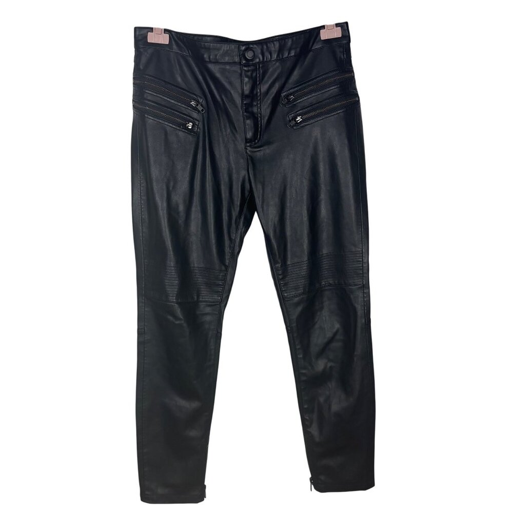 Faux Leather Black Moto Skinny Pants